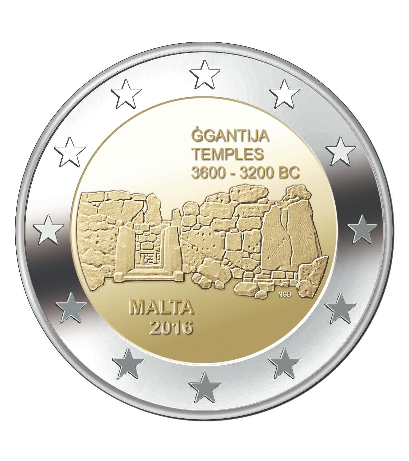 2016 Malta GGANTIJA Temple Uncirculated 2 Euro Commemorative Coin