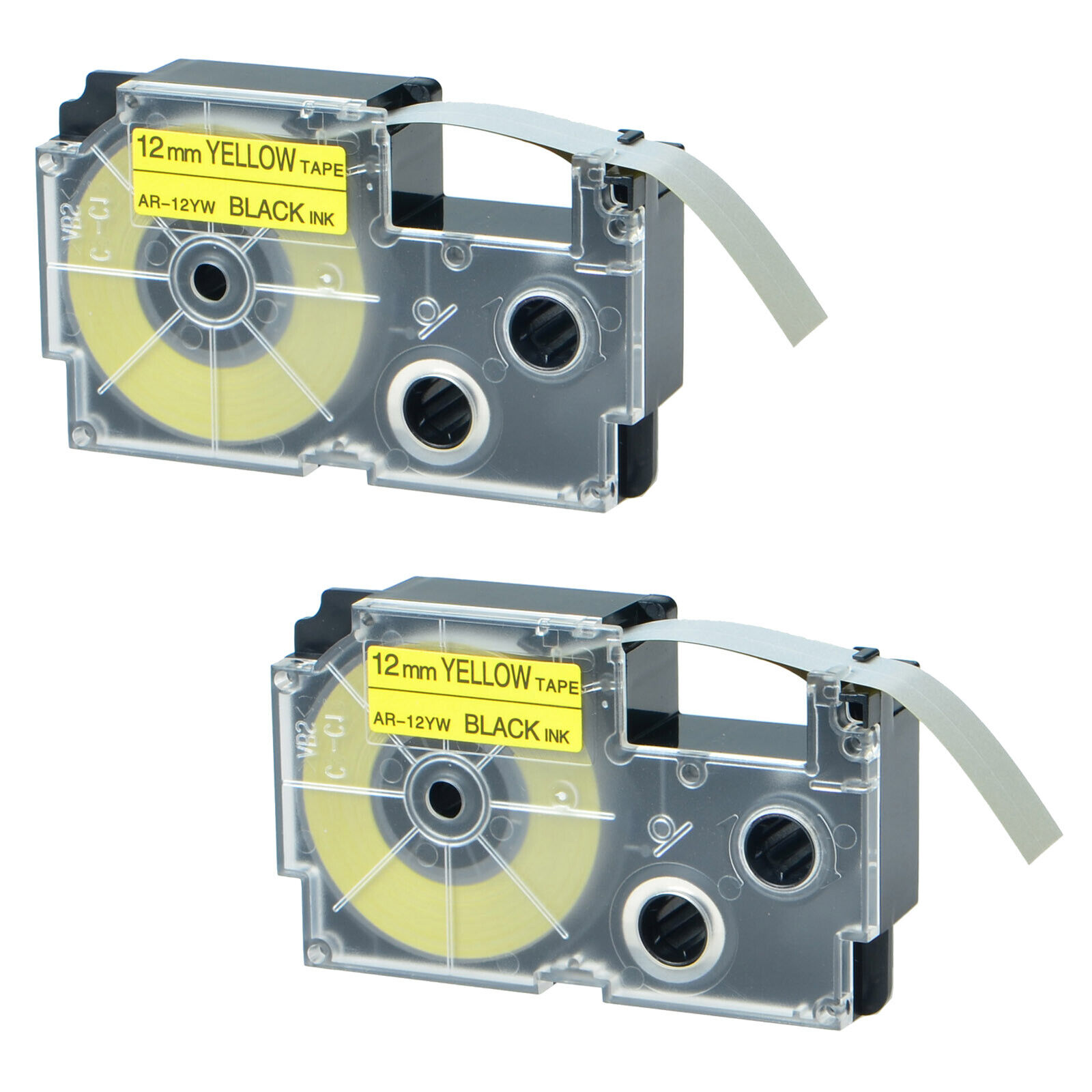 2PK XR-12YW Yellow Label Tape for Casio EZ-Label KL-60SR KL-60 KL-7000 KL-750BA