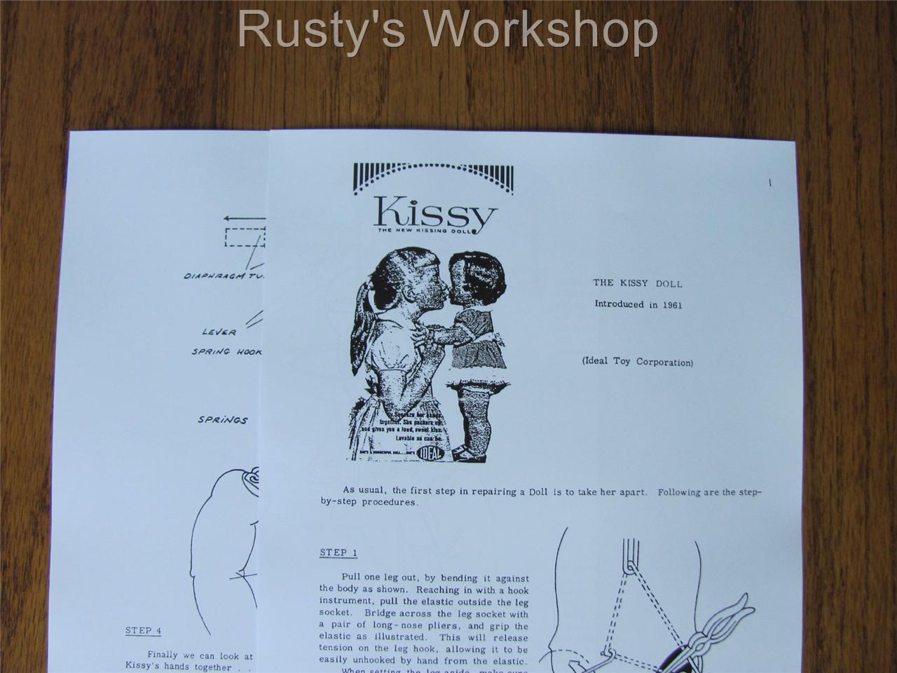 1960's Ideal KISSY doll Repair INSTRUCTIONS (Reproduction)