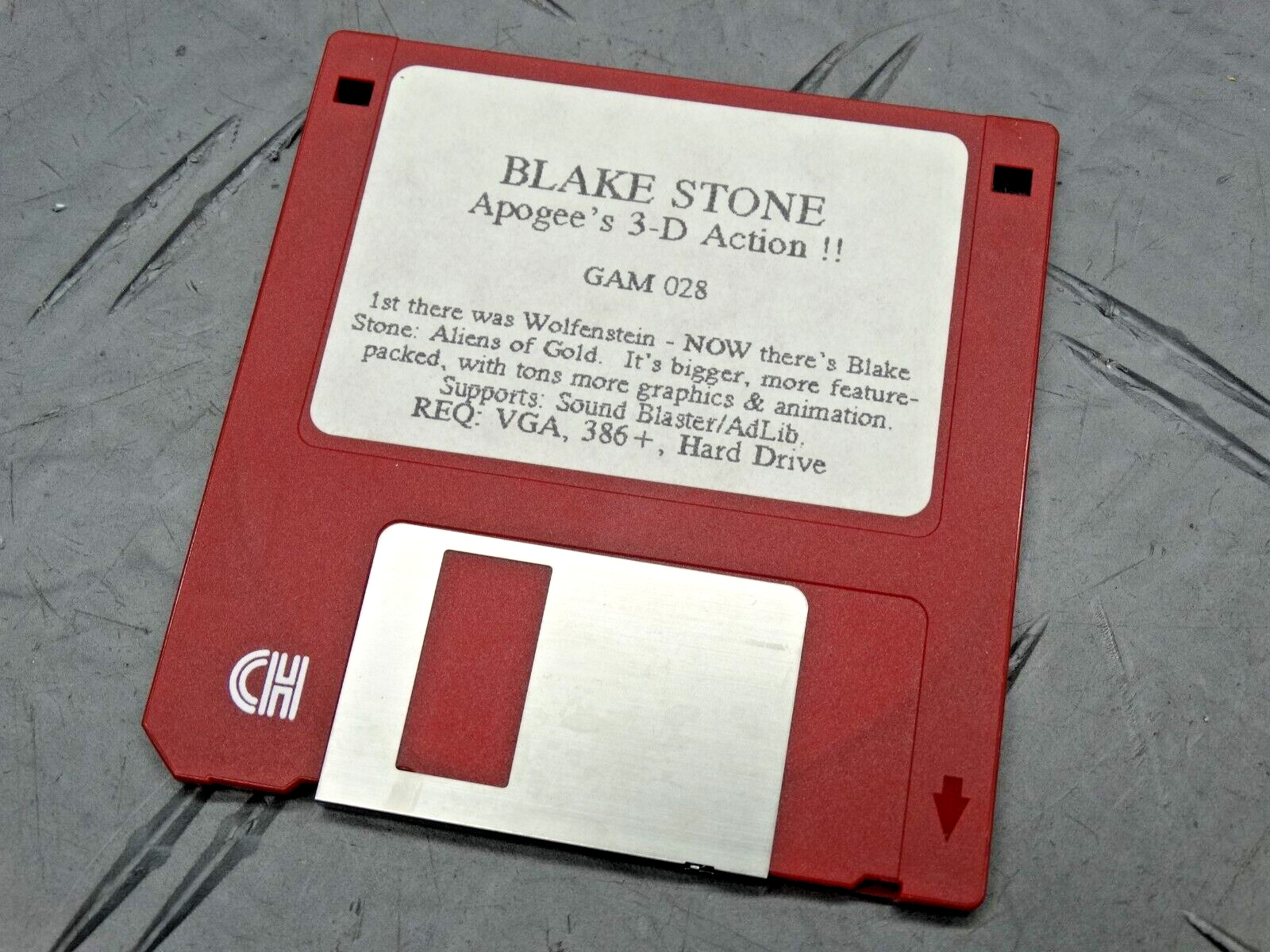 Blake Stone Apogee's #D Action RARE Game Red Floppy 3.5” Floppy Software Vintage