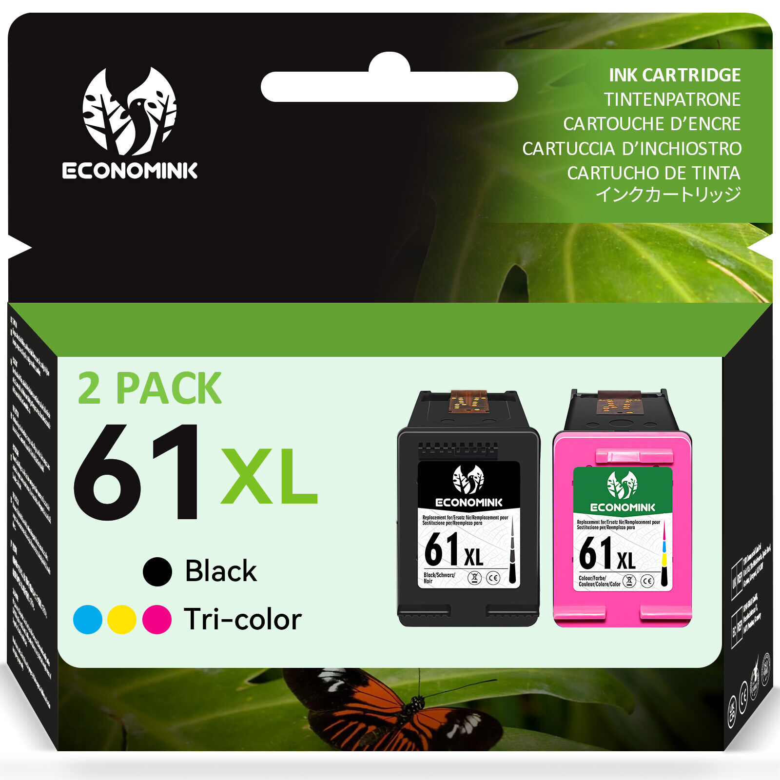 2 Pack 61XL 61 XL Ink Cartridge Combo For HP ENVY 4500 4501 4502 4504 5530 5535