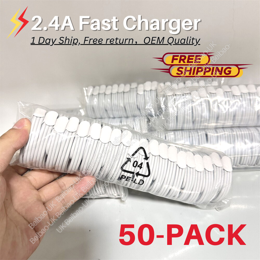 Wholesale Bulk Lot 50X USB Fast Charger Data Cable Cord For iPhone 14 13 12 11 8