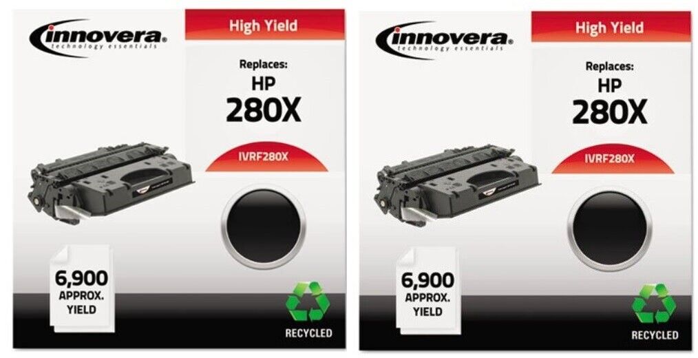 2 New Genuine Top Quality Innovera 80X Toner Cartridges Compatible to HP CF280X
