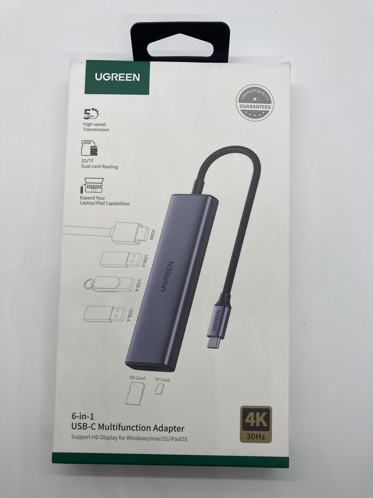 UGreen 6-in-1 USB-C Hub 4K HDMI, 3 USB 3.0 Ports, SD/TF Card Reader for Mac, etc