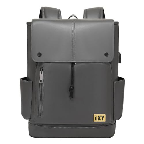 Leather Laptop Backpack Women Vintage Travel Computer Backpack with USB Charg...