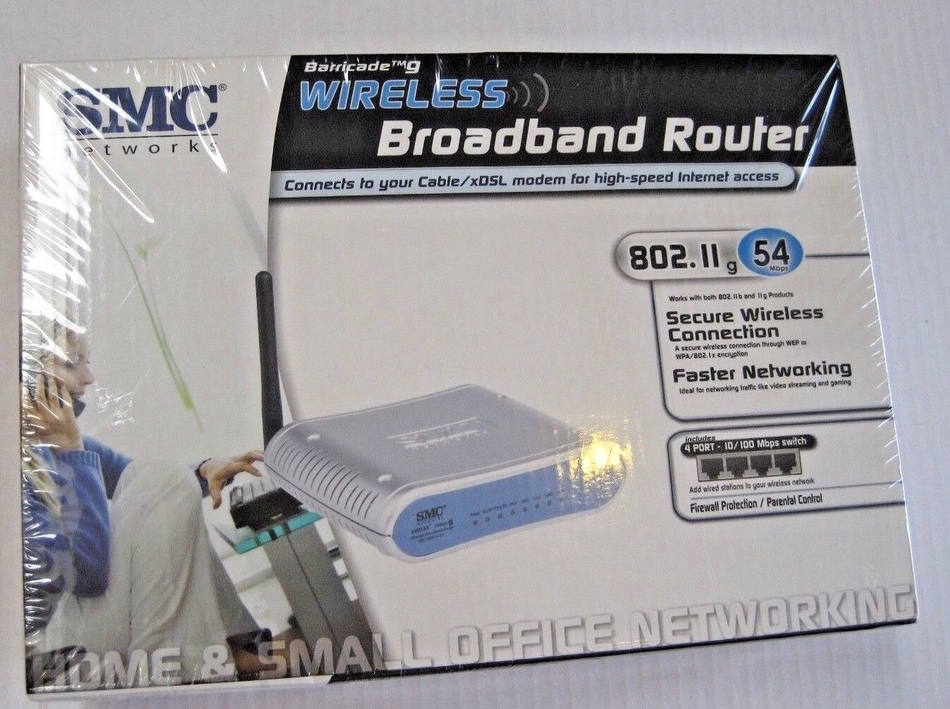 SMC Wireless 54mbps Broadband Router 802.11g Secure Wireless Connection NEW