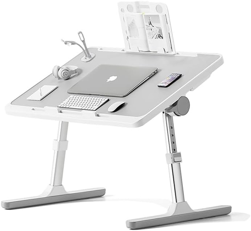 Laptop Bed Desk, Portable Foldable Lap Table Tray with USB Charge Port Storage D