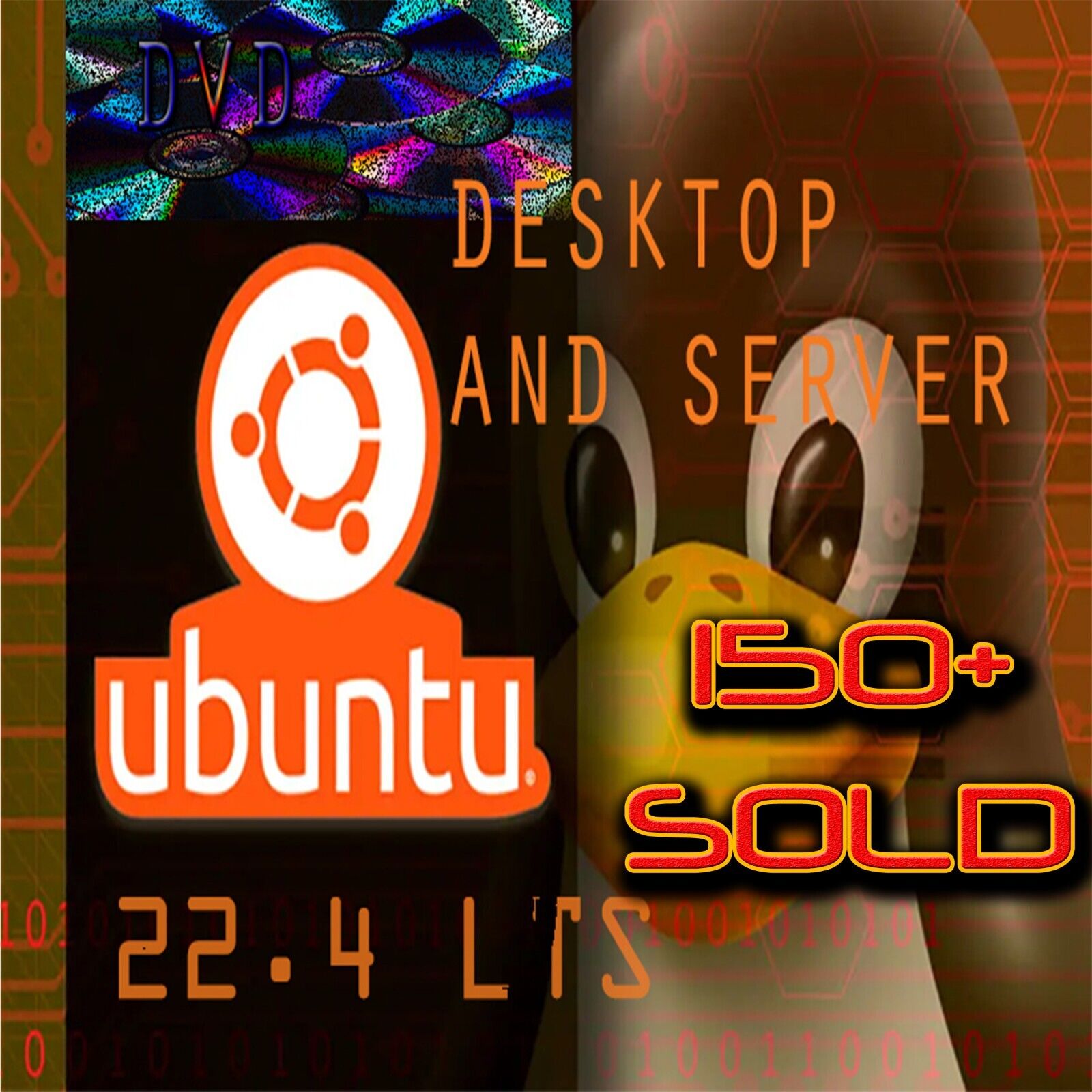 Ubuntu 22.04 LTS Desktop and Server DVD SET Latest Version March 2024 USA FAST