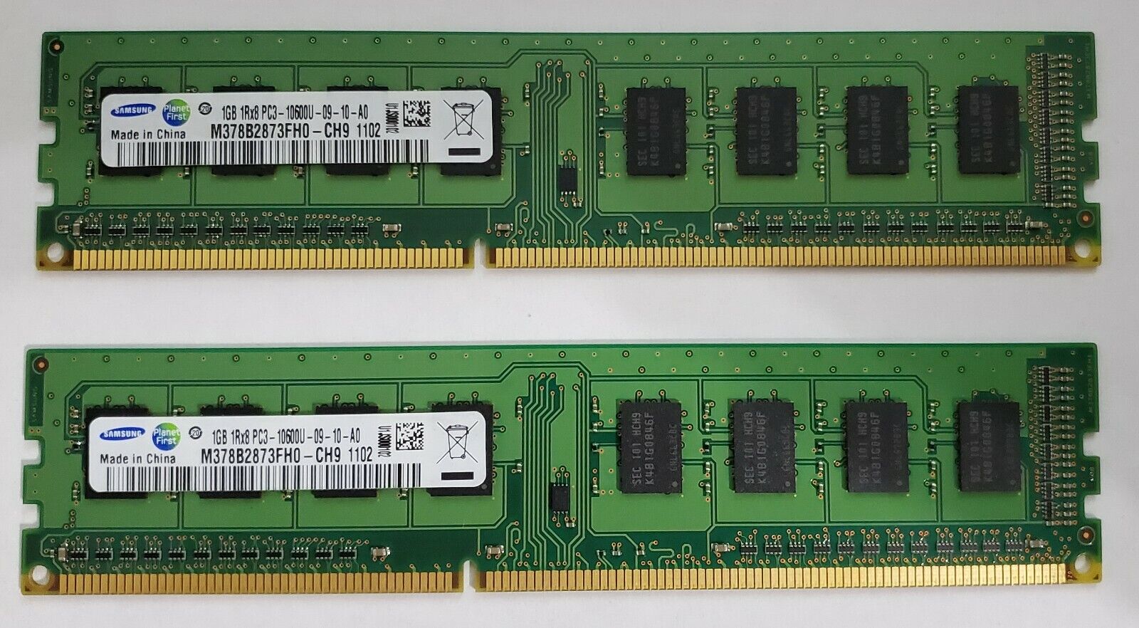 Samsung 2GB (2 X 1GB) PC3-10600U M378B2873FH0-CH9 Memory RAM