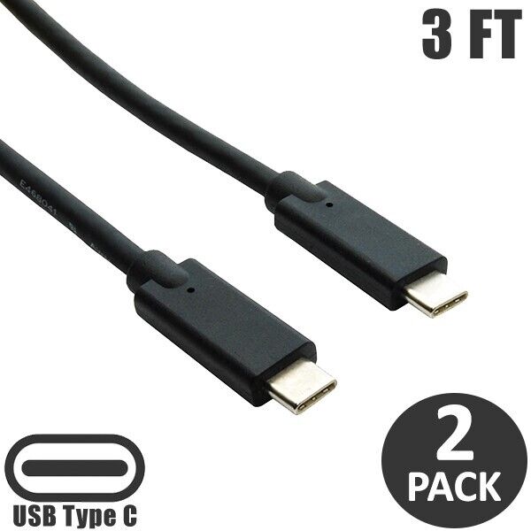 2x 3FT USB-C Type C Male to Male Charge Sync Data Cable Phone PC Laptop MacBook
