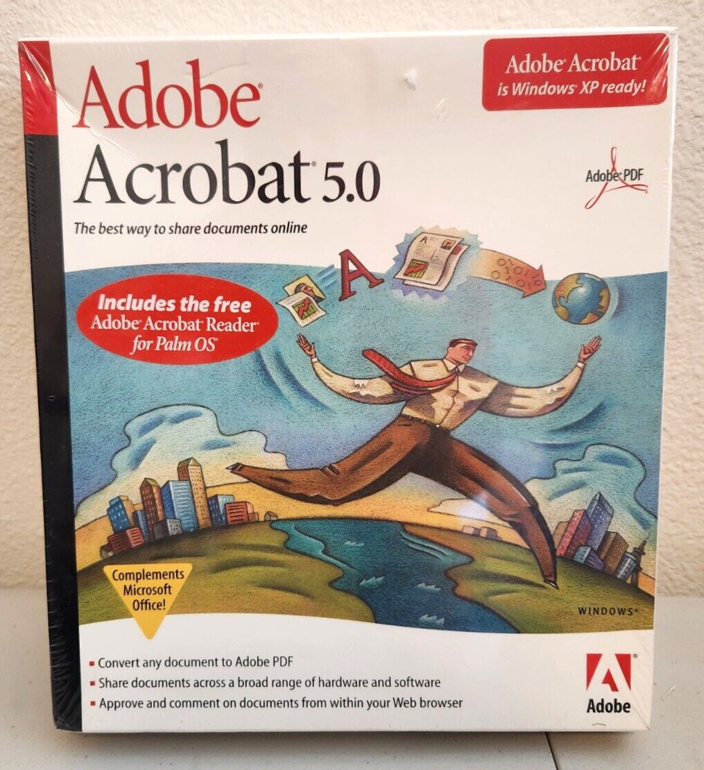 NEW - Adobe PC BOX Acrobat 5.0 Boxed For  WINDOWS - SEALED