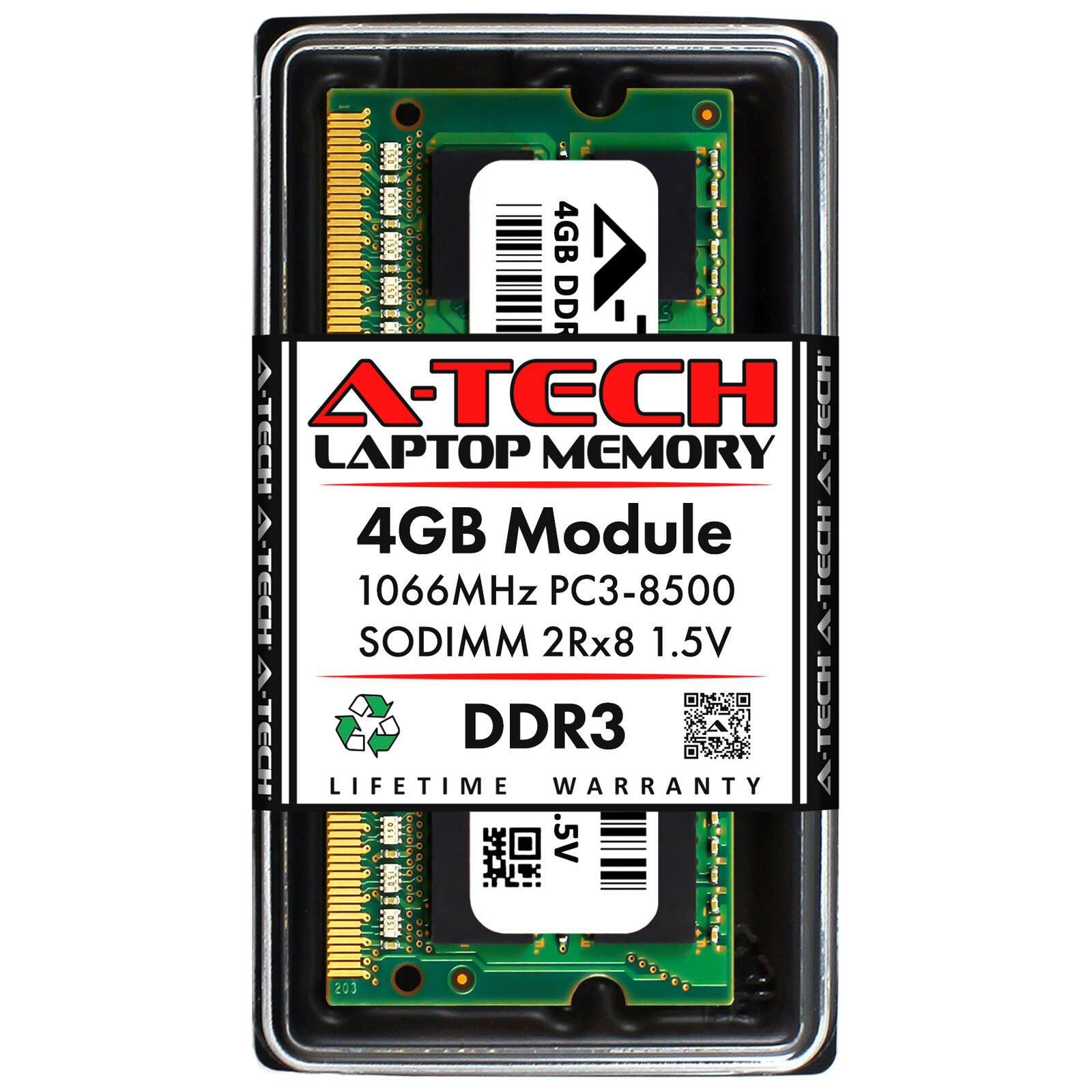 4GB DDR3 PC3-8500 1066MHz SODIMM (ACER LC.DDR00.062 Equivalent) Memory RAM