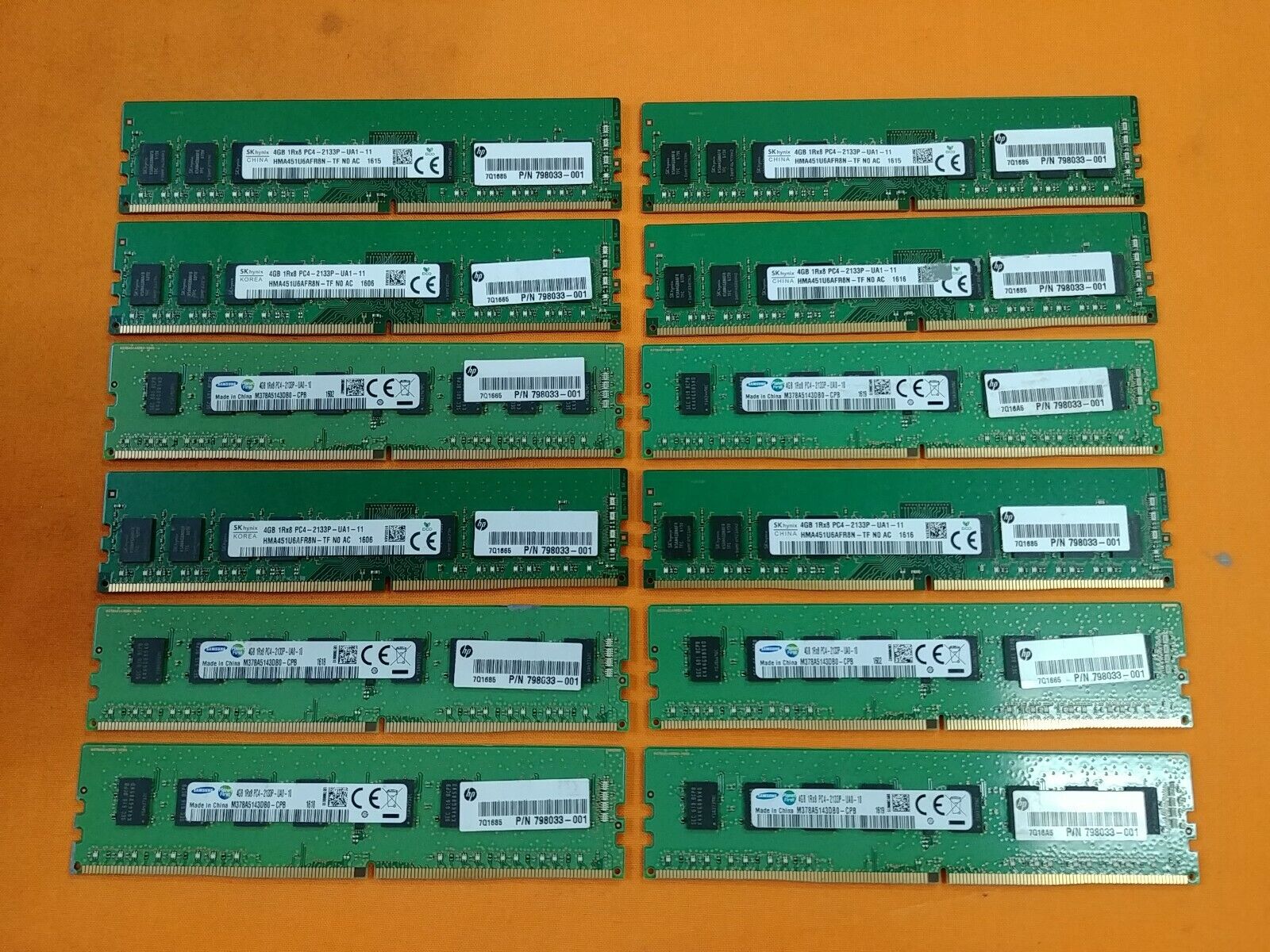 Lot of 12 Samsung & SK Hynix 48GB (12 x 4GB) 1Rx8 PC4-2133P Desktop Memory (*)