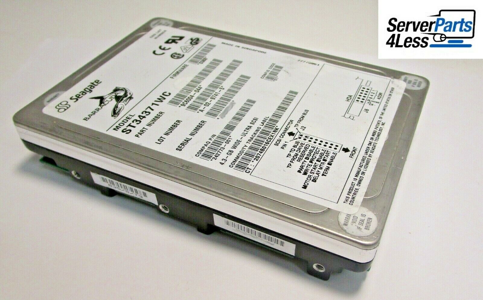 242773-001 HP / Seagate 4.3GB 80Pin Wide Ultra SCSI HDD  (No Tray)