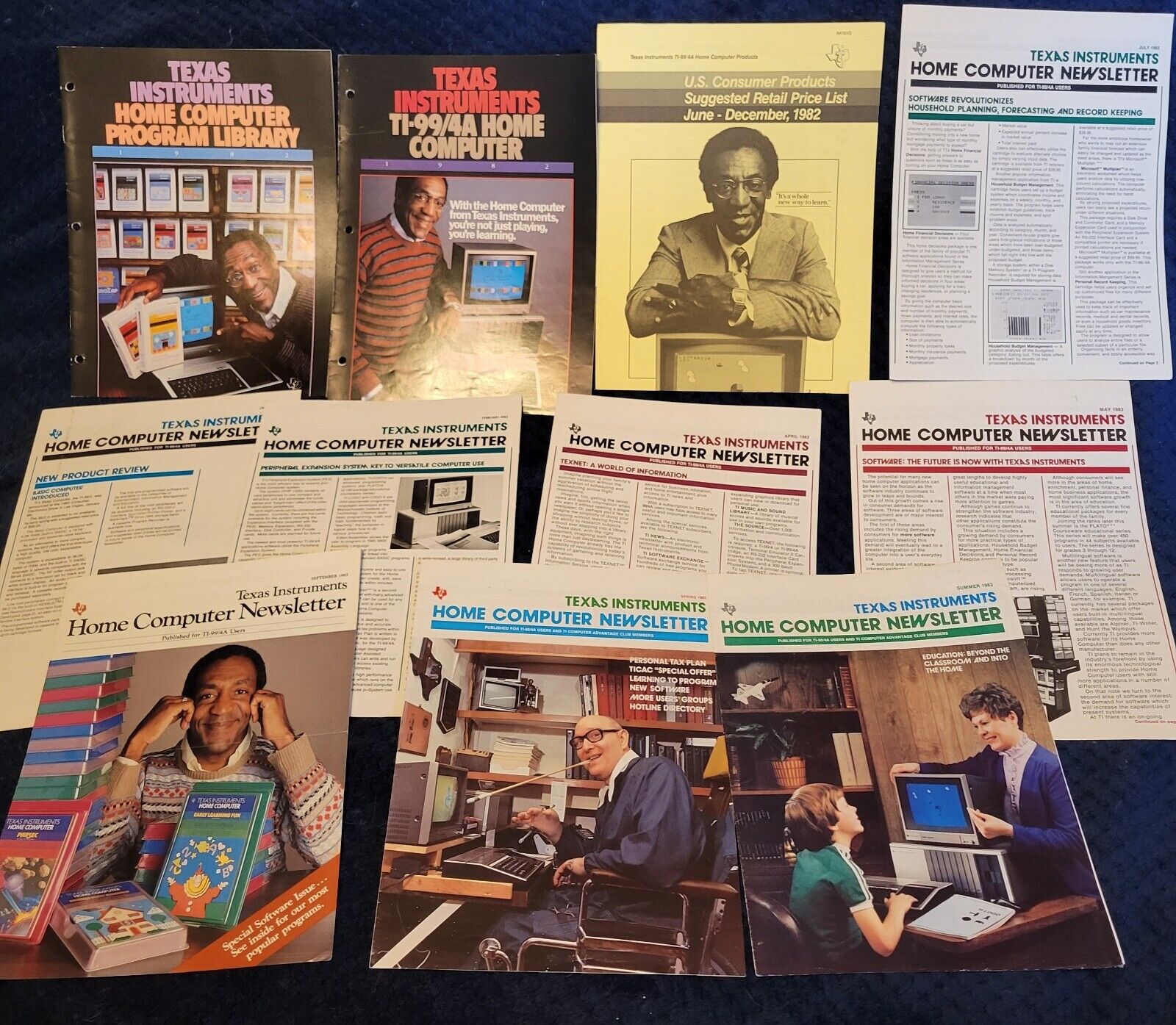 1982-83 Texas Instruments Computer Catalog Lot Program TI Bill Cosby Newsletter
