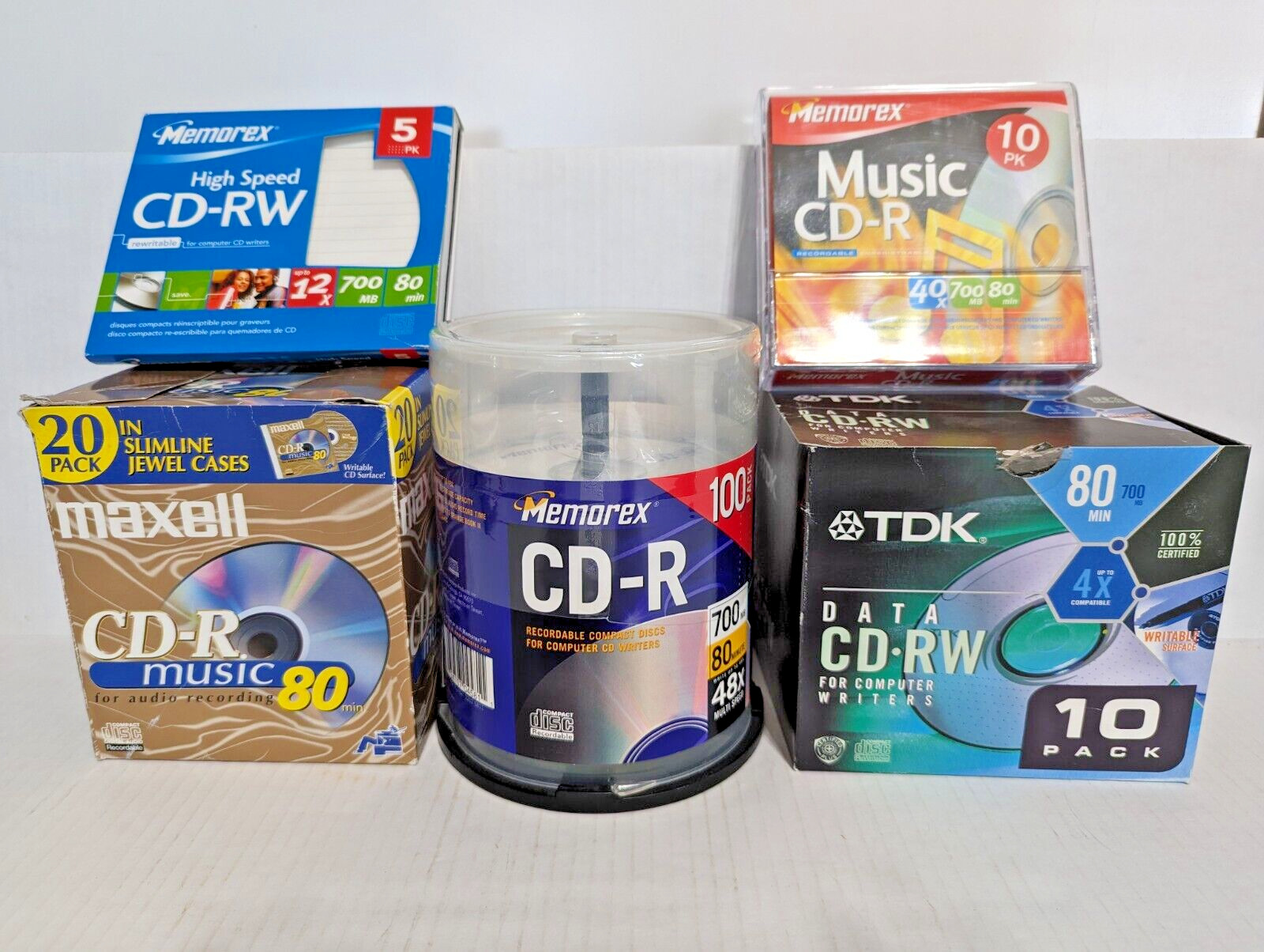Maxell Memorex TDK CD-R & CD-RW Blank Discs Open Packages Lot SEE PICTURES