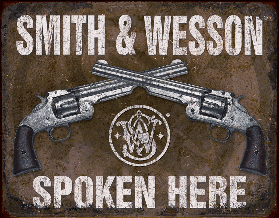 Smith and Wesson Spoke Here Mouse Pad Tin Sign Art On Mousepad