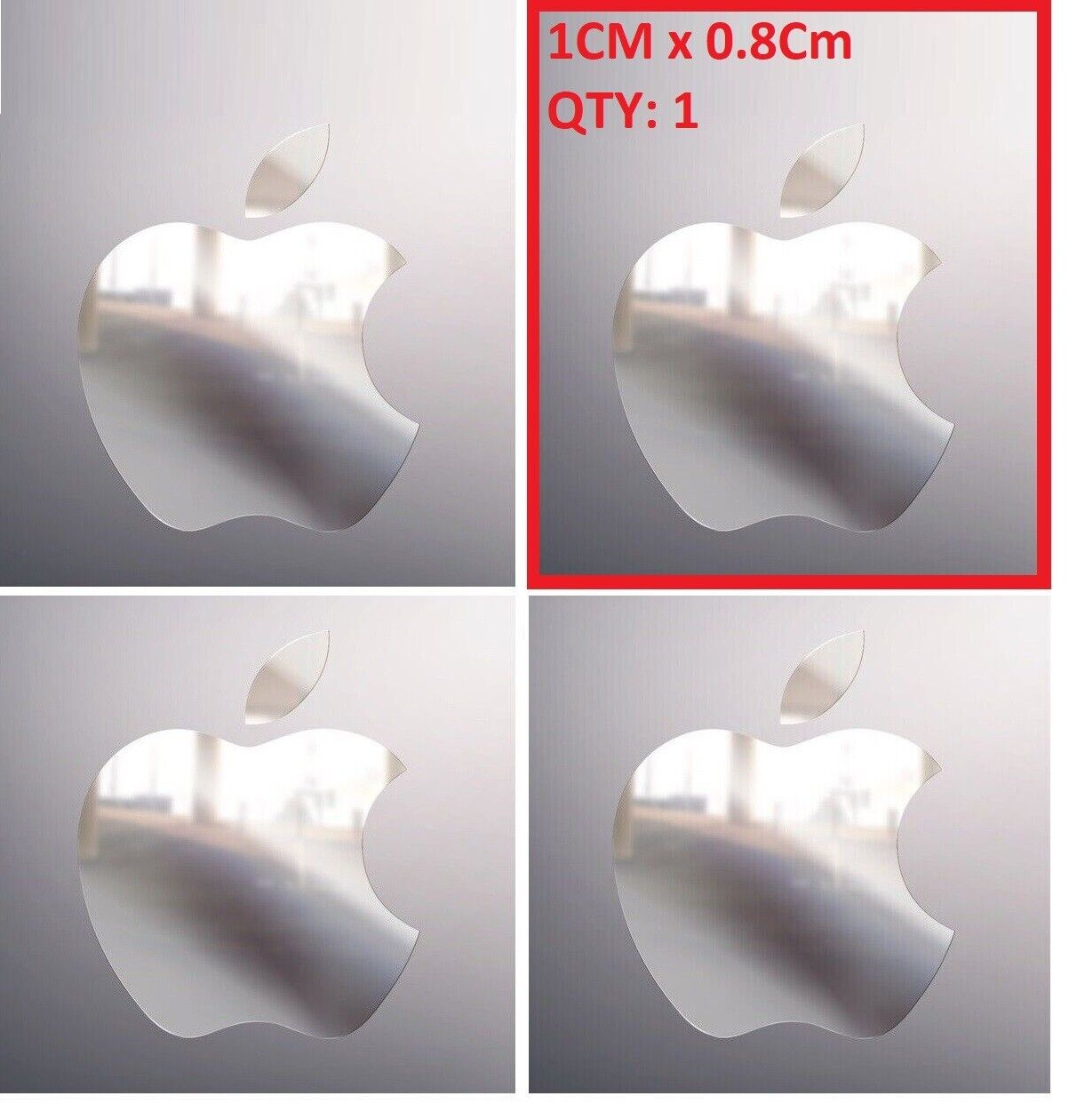Apple Logo Decals Vinyl Stickers Silver Chrome Mac iPad iPhone MacBook Pro