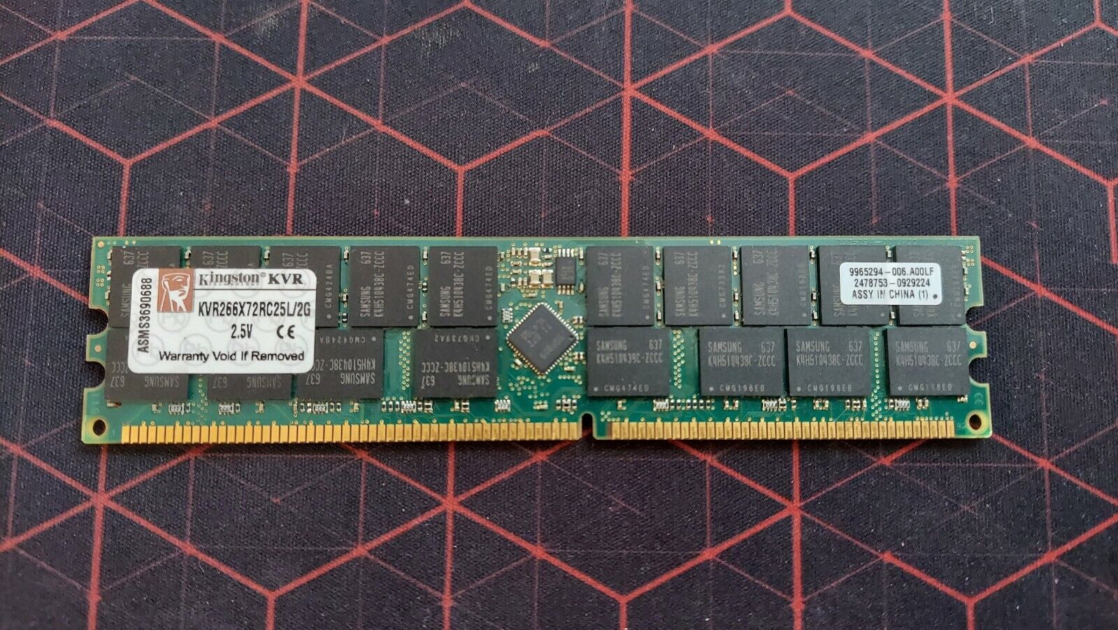 Kingston 2GB PC2100 SDRAM Memory 🎟DDR-266 CL2.5 ECC Registered KVR266X72RC25L/2