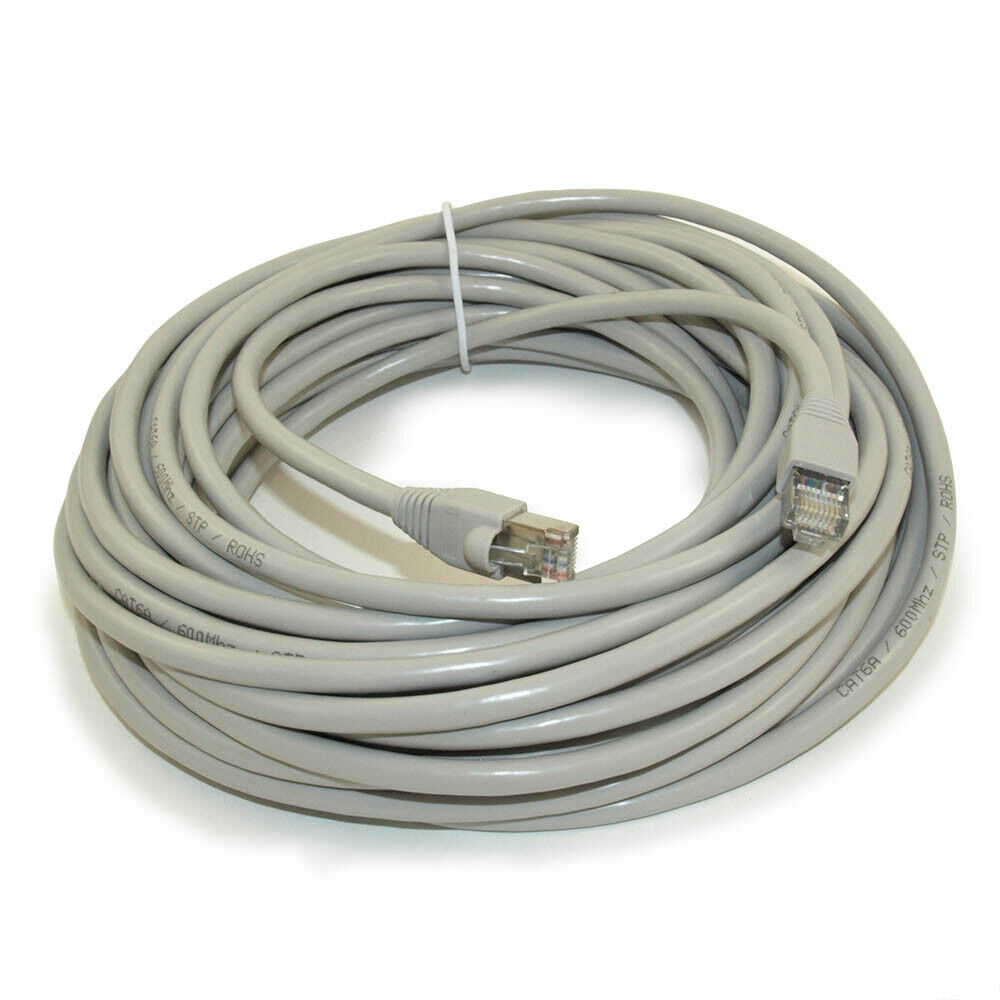 40ft Cat6A SHIELDED Ethernet RJ45 Patch Cable Stranded Snagless Booted GRAY
