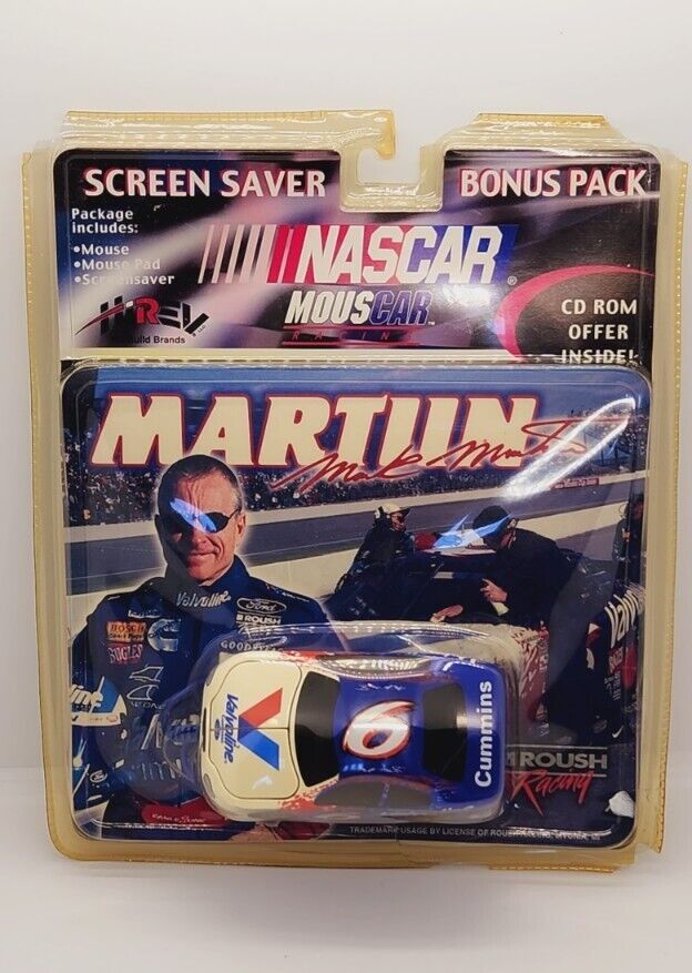 MARK MARTUN NASCAR MOUSE, MOUSE PAD, SCREEN SAVER BONUS PACK NEW VTG. 1999