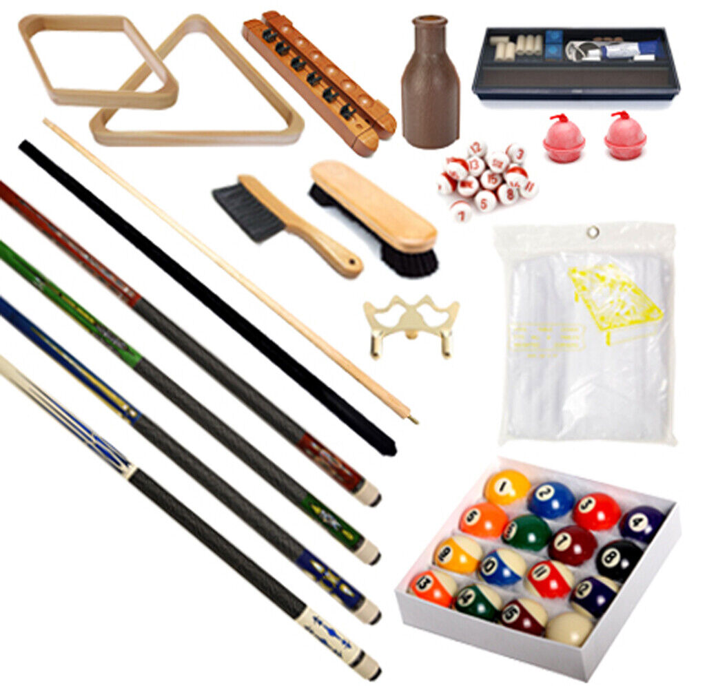 Pool Table - Premium Billiard Accessory Kit - Pool Cue Sticks Bridge Ball Sets