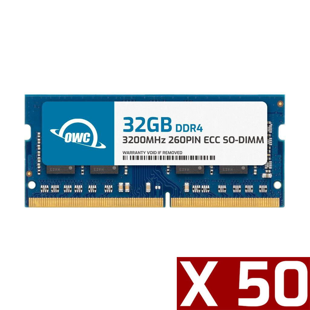 Lot of 50 OWC 32GB DDR4 3200MHz 2Rx8 ECC 260-pin SODIMM Memory RAM