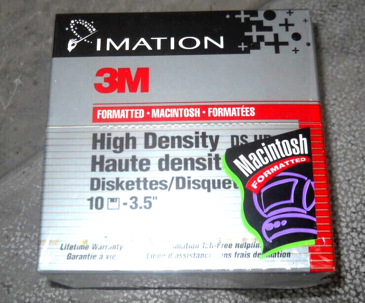 Imation 3M 10 Pack High Density DS HD 1.40MB  Macintosh Formated New Sealed