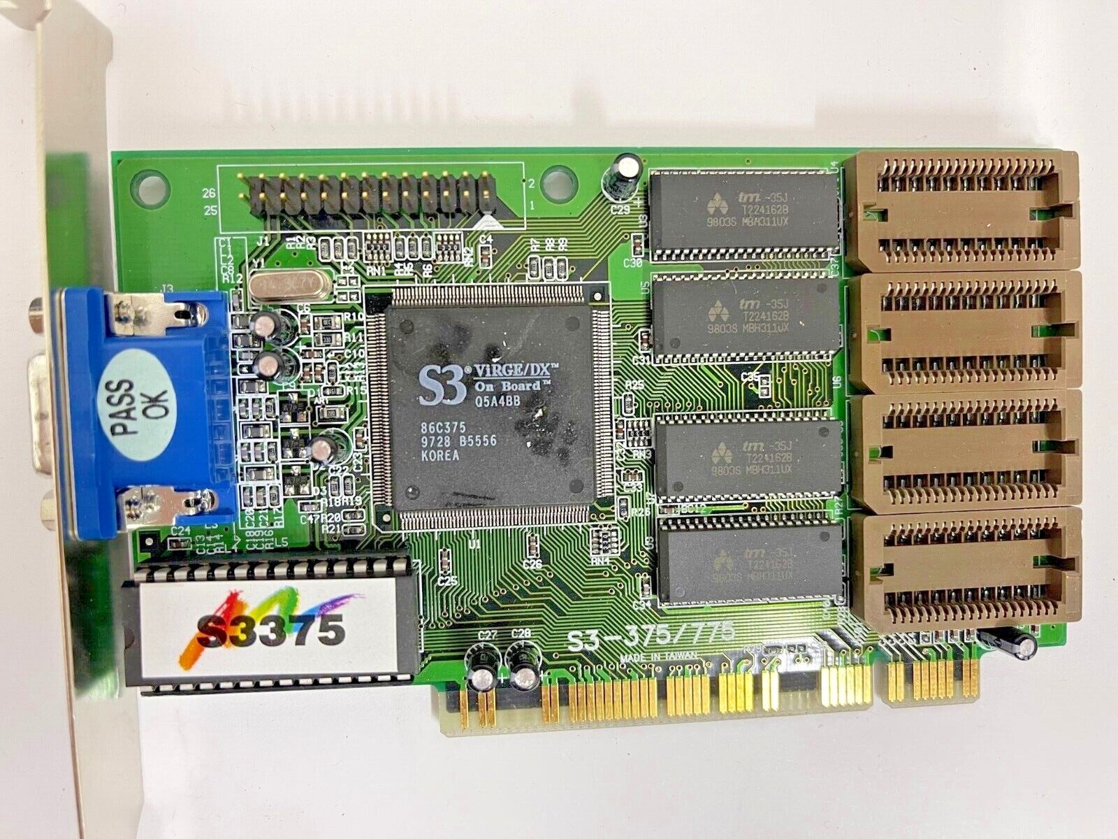 RARE VINTAGE APAC S3375 S3 VIRGE/DX PCI 2MB EXP 4MB VGA CARD S3-375/775 MXB101