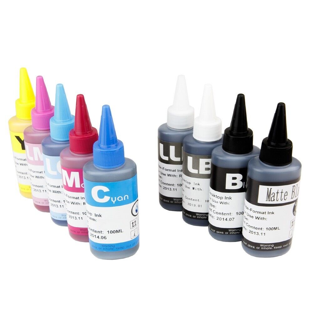 CISinks Pigment Ink (9) 100ml Ink Bottles Stylus Photo R3000 R2400 NON OEM