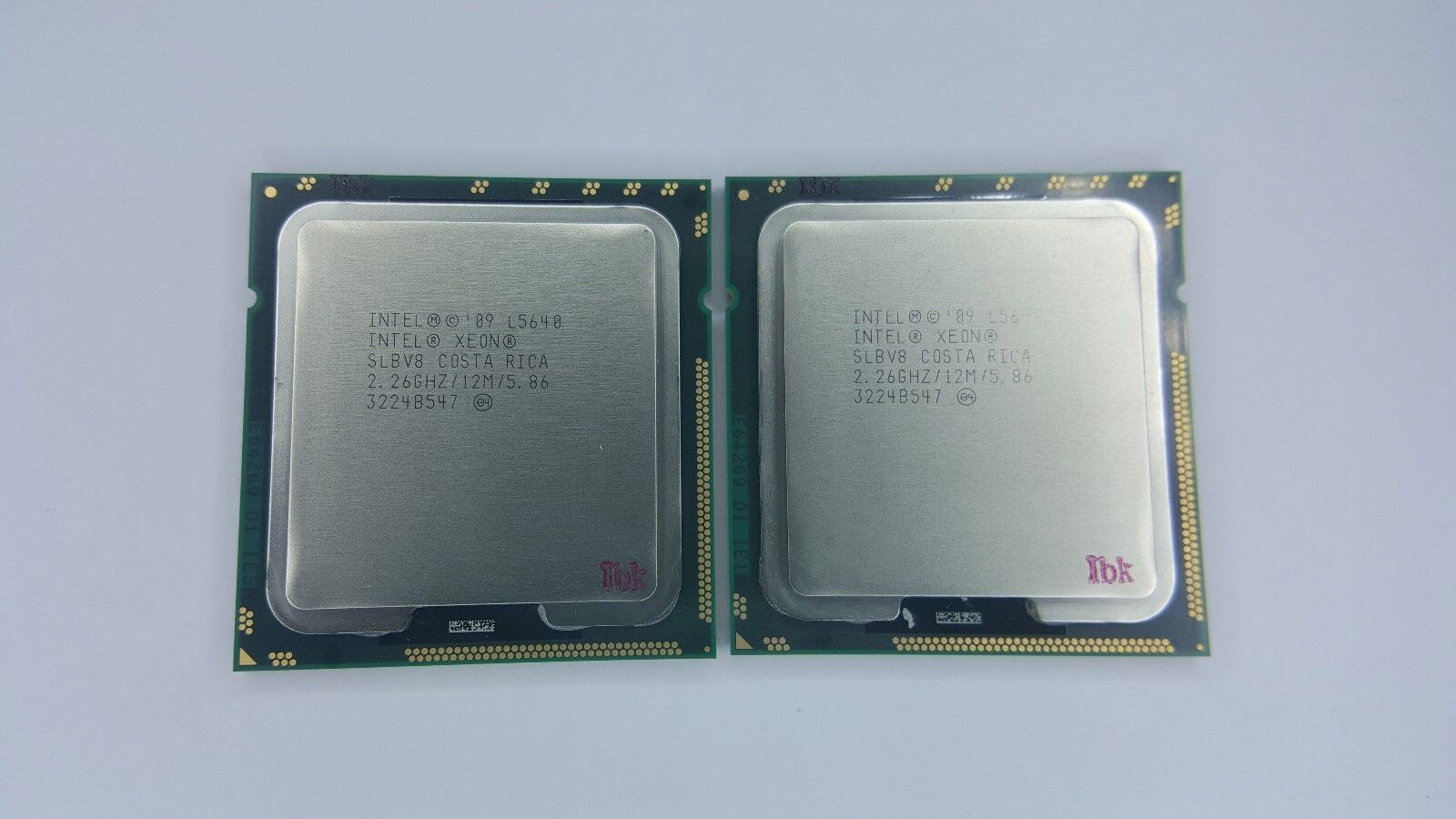 Matched pair of Intel Xeon L5640 2.26GHz Six Core SLBV8 Processor w/Grease