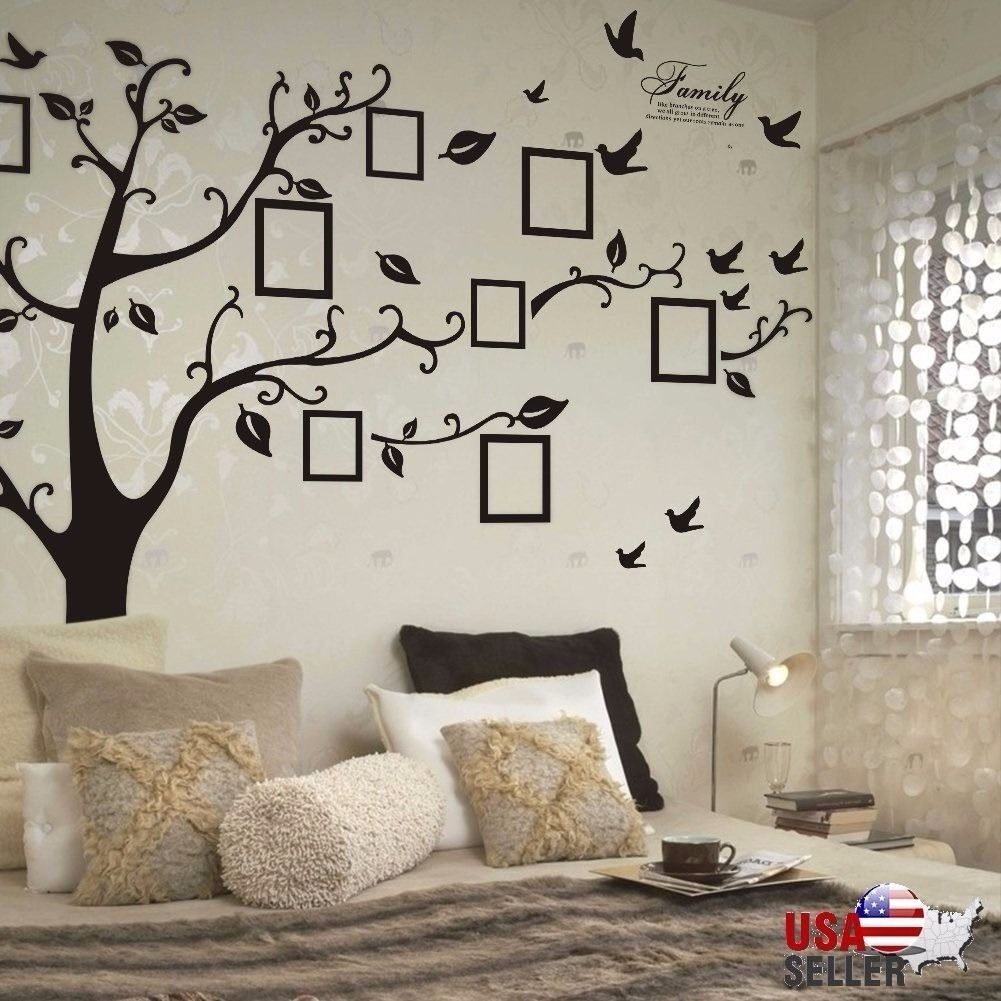 Family Tree Wall Decal Sticker Large Vinyl Photo Picture Frame Removable Black