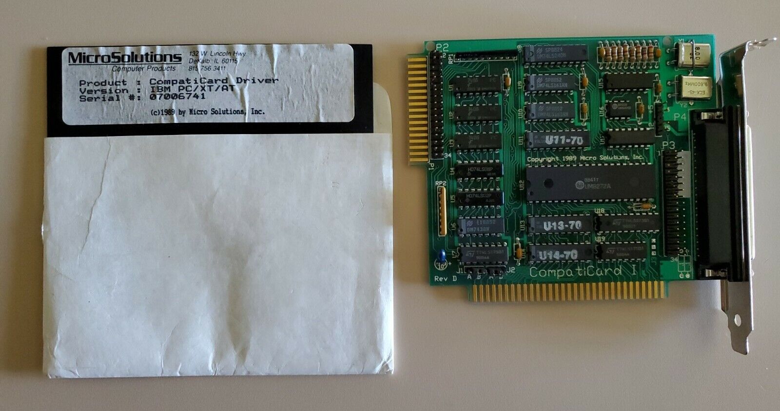 Vintage MicroSolutions CompatiCard I PC XT 8-bit ISA Floppy Controller 87-89