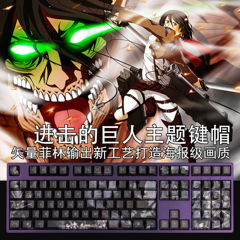 Attack On Titan 108 Keys Anime PBT Keycaps for Cherry MX Mechanical Keyboard 