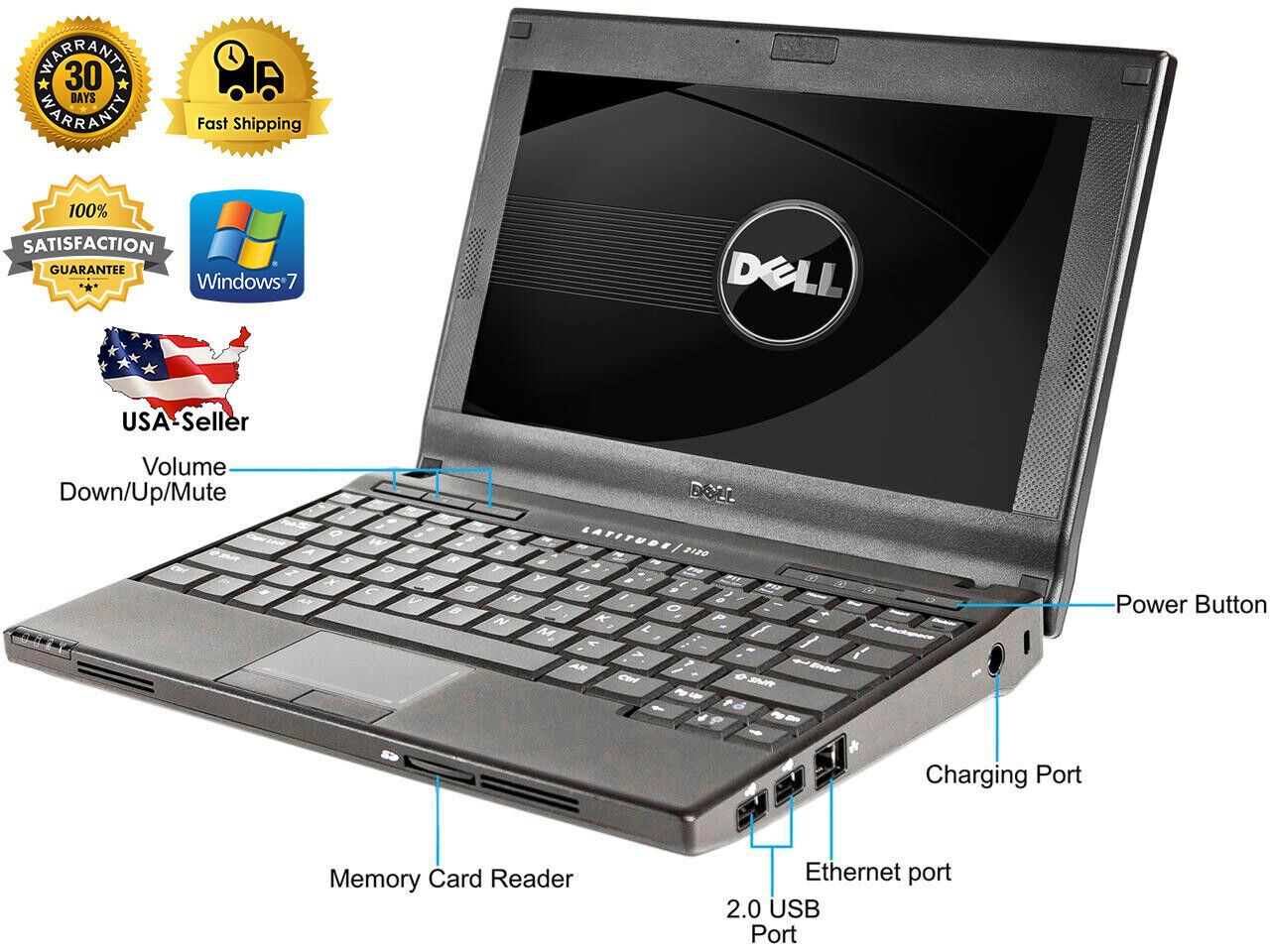 Dell Latitude Mini Laptop | Windows 7 Pro | Microsoft Office | SD Card | Wifi