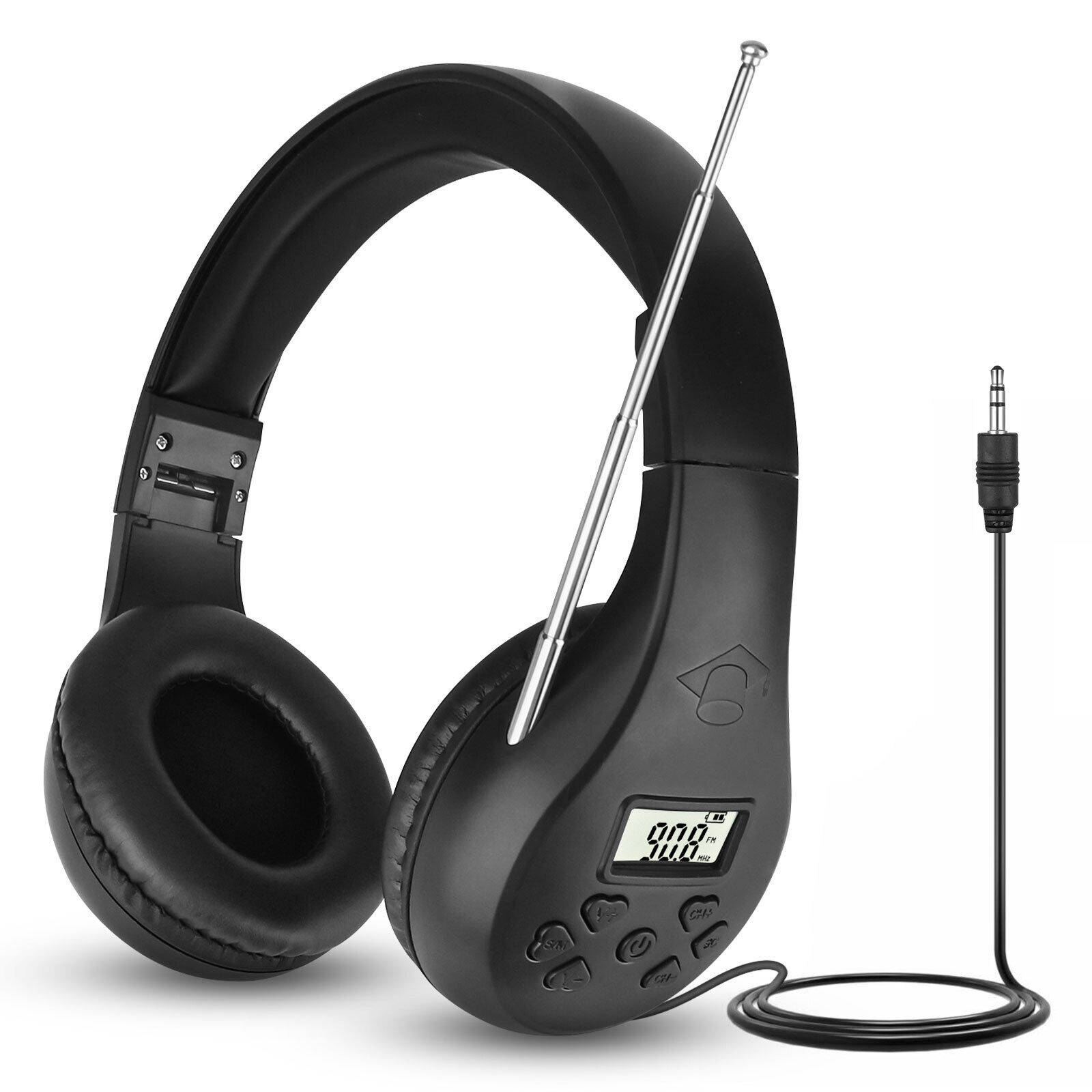 Foldable FM Radio Reception Headphone Stereo Bass Sound Noise Reduction Headset