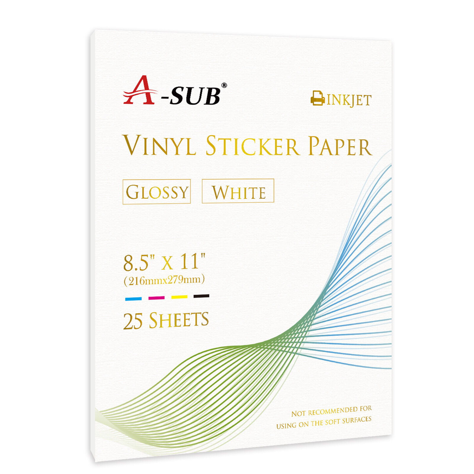 Lot 15-100 A-SUB Printable Vinyl Sticker Paper Clear / Glossy White Inkjet Laser