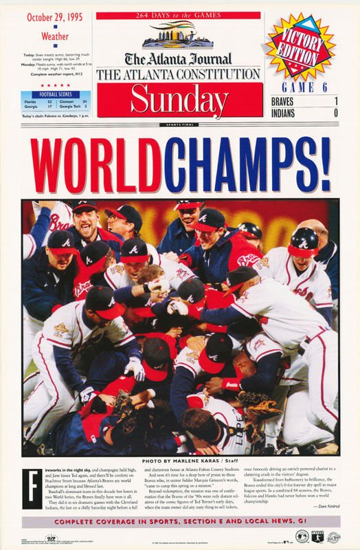 POSTER: MLB BASEBALL:1995 ATLANTA BRAVES WORLD CHAMPS  -  #2955 RC39 O