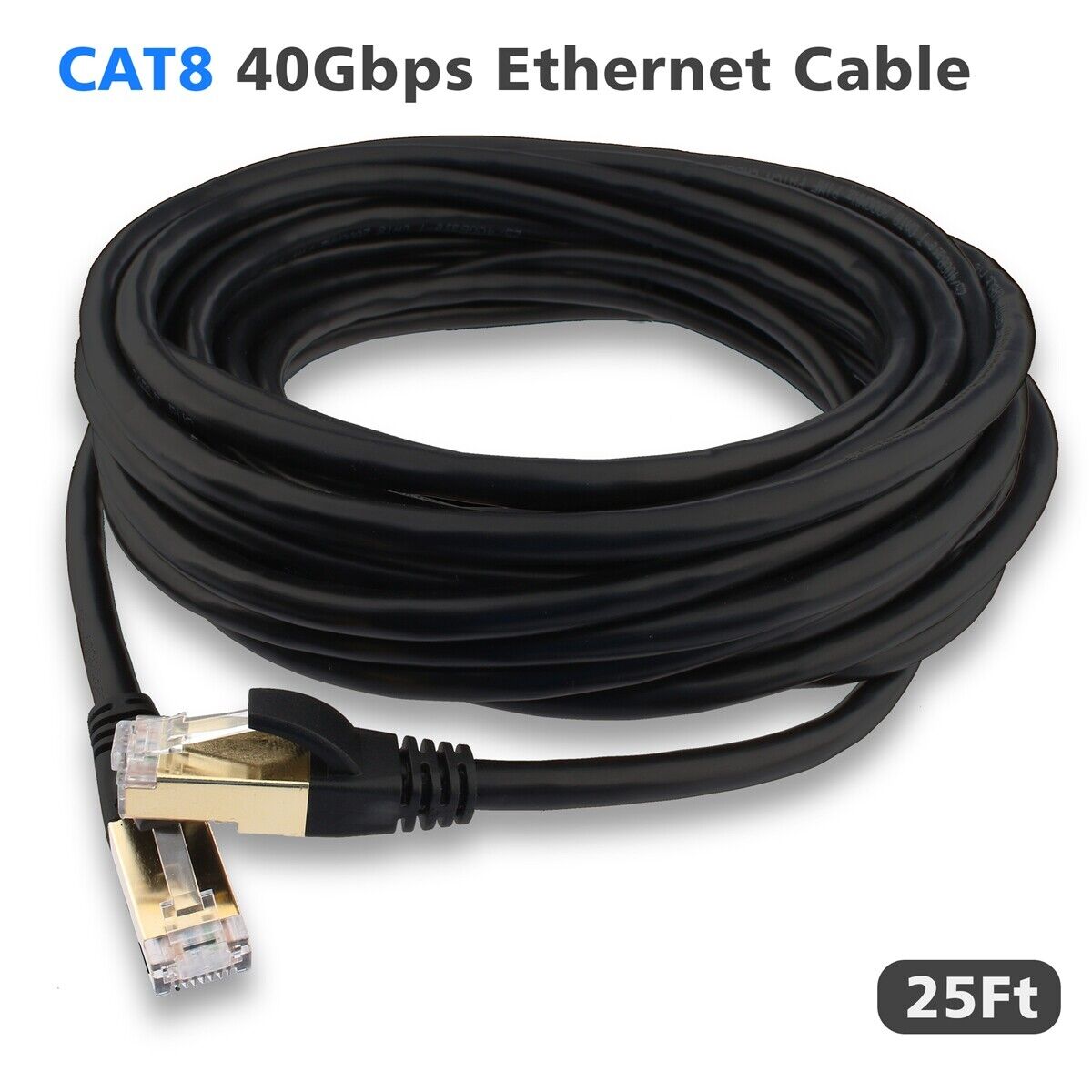 [Gigabit Ethernet Cable] Cat 8 RJ45 Hi-Speed Patch Network Cable 25ft S/FTP Lot