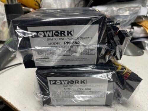 BRAND NEW 2-pcs Powork Yellow-X 12cm Fan 650w-MAX ATX PS 20+4Pin SATA PCIe-6pin