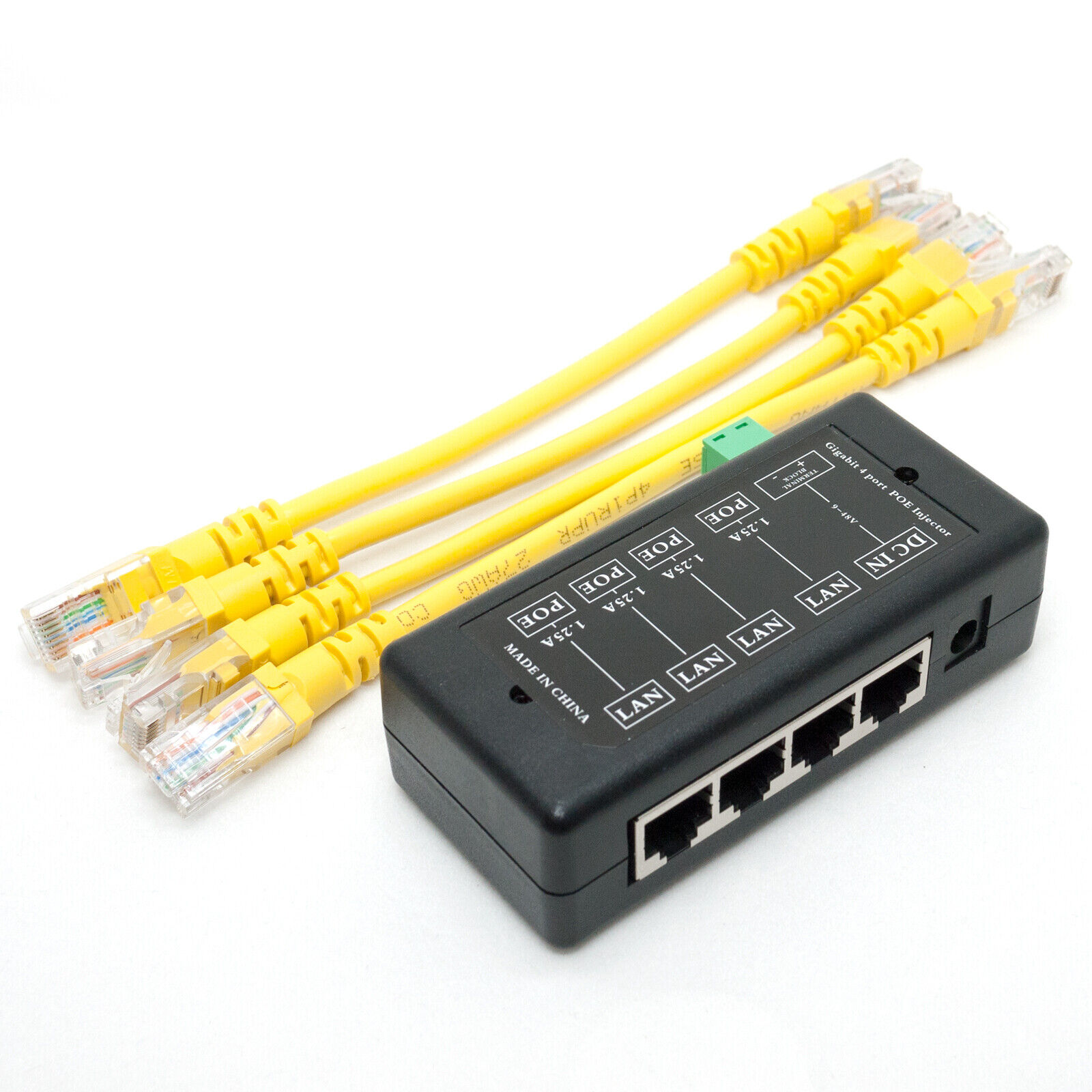 4 Ports Gigabit Passive PoE injector midspan Ethernet Adapter NO Power Adapter