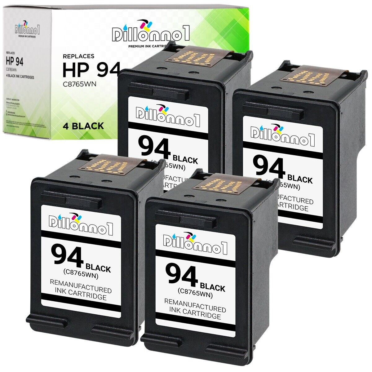 4PK For HP 94 Black Ink For PSC 1600 1610 2350 2355 Officejet 100 150 H470