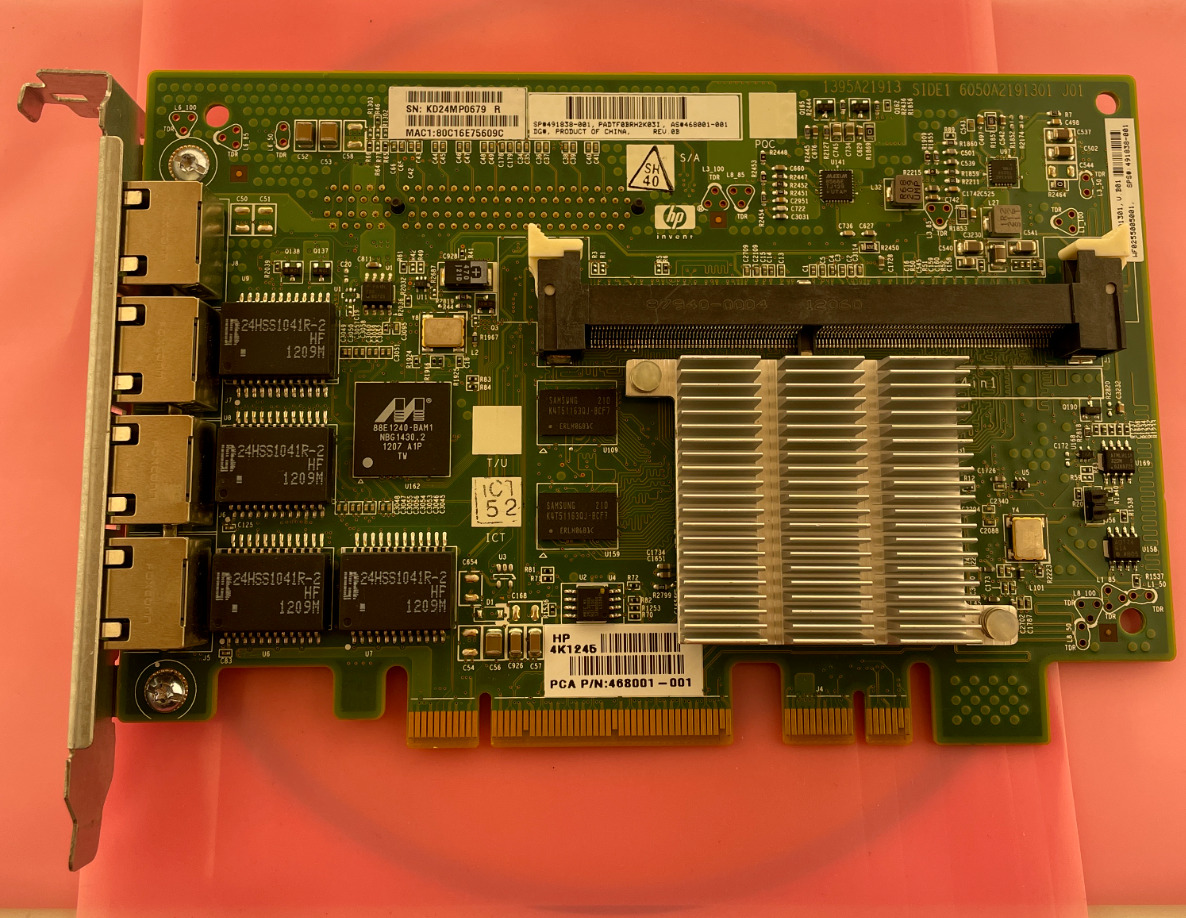 HP 491838-001 Quad Port Gigabit PCIe Network Adapter 4 Ports