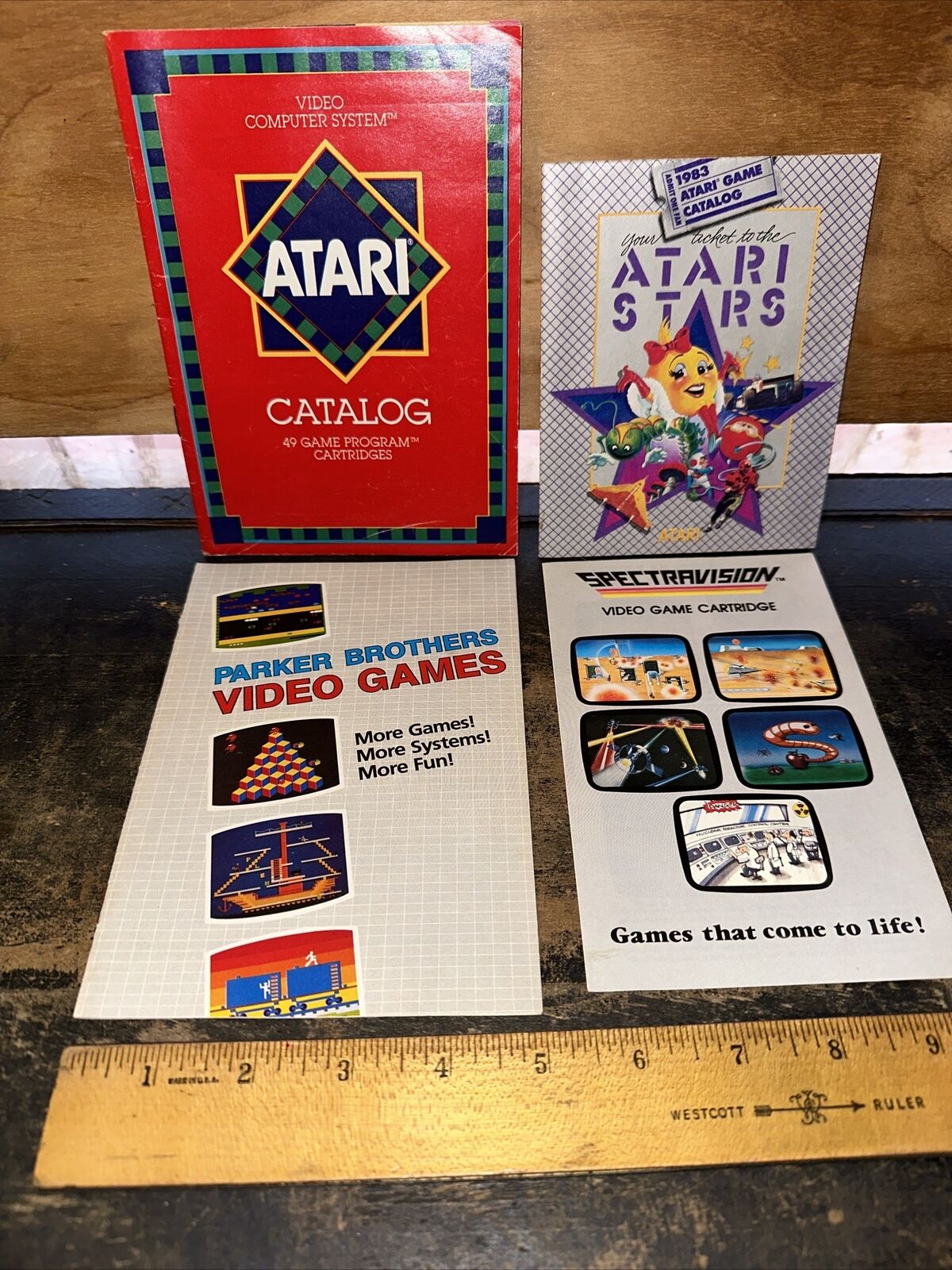 4 Vintage (Brochure/ Catalogs) Atari, Parker Brothers, & Spectra Vision 1980’s