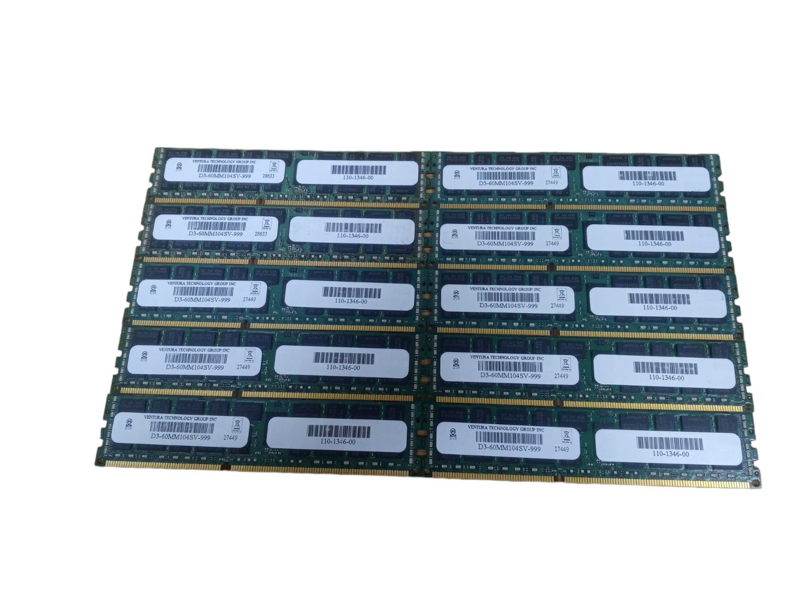 Lot Of 10 Ventura Technology D3-60MM104SV-999 1.5V 8GB Memory Module DDR3 ECC R