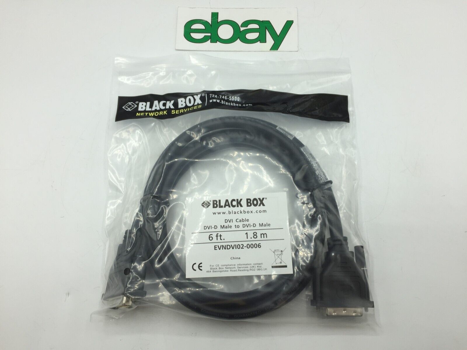 LOT of 2 Black Box DVI Cables DVI-D Male - DVI-D Male Video - 6ft (EVNDVI020006)