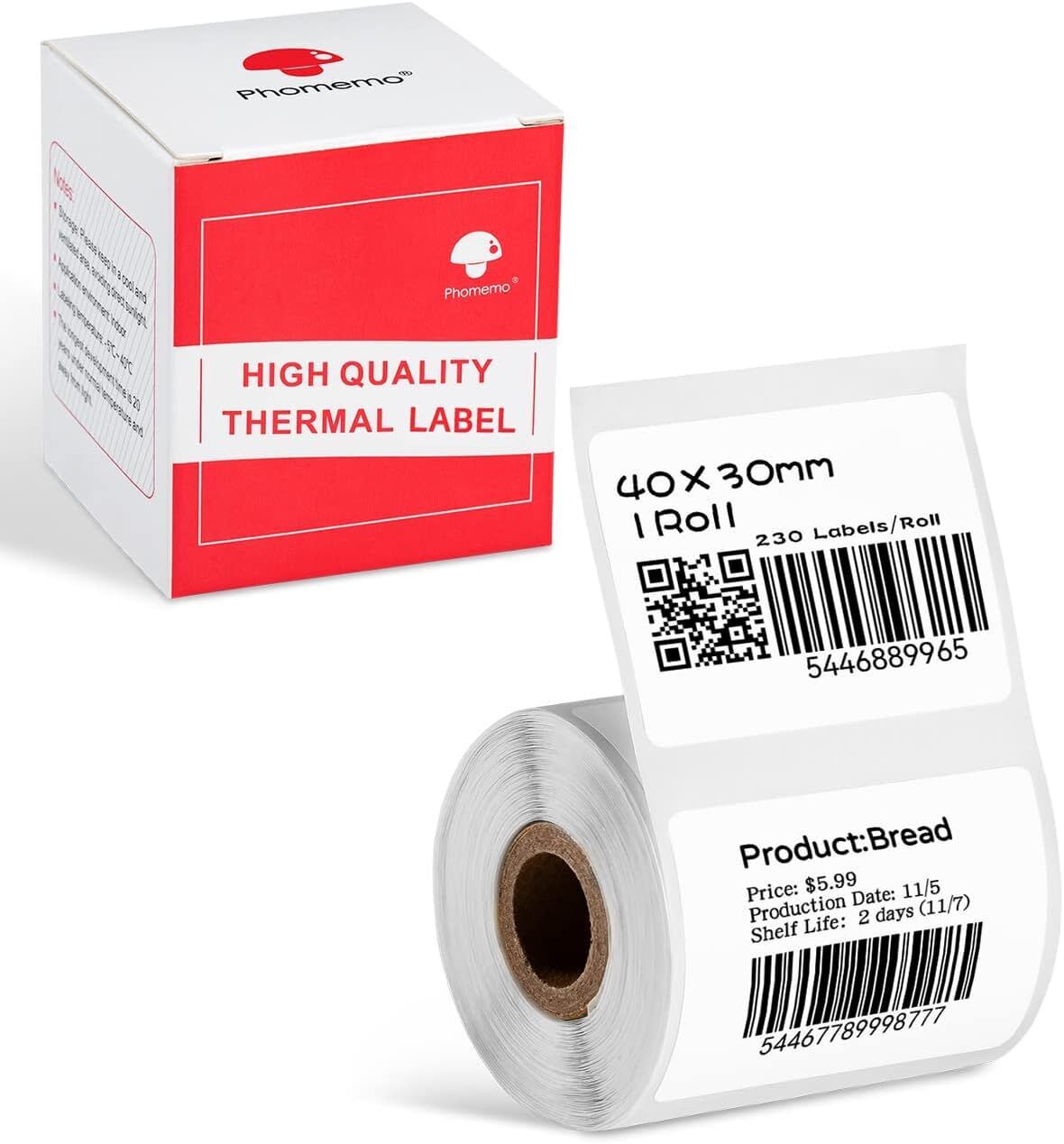 3Roll 40x30mm 230Labels Phomemo Self-Adhesive Label M120/M110/M220 Thermal Paper