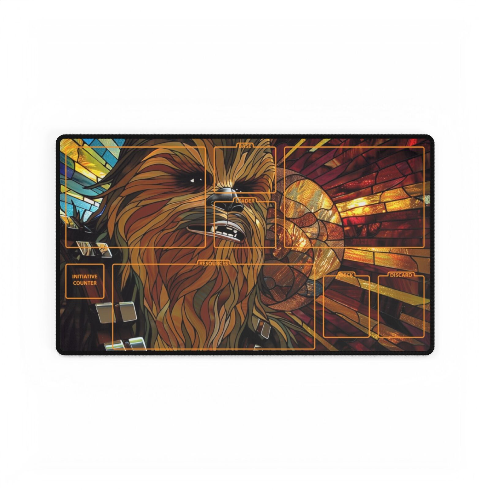 Chewbacca Stained Glass Star Wars Unlimited TCG Playmat Standard Size 14 x 24