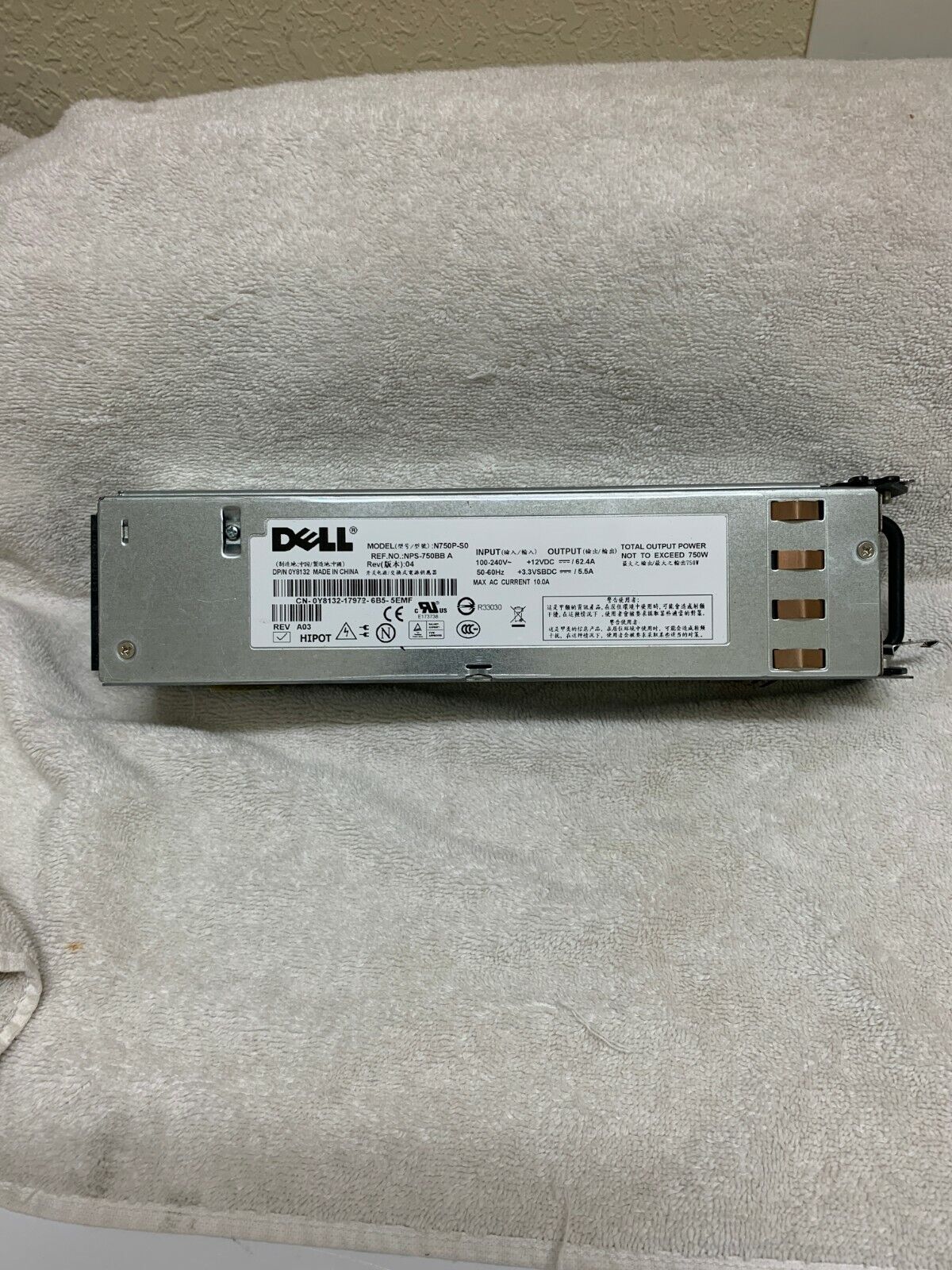 Dell PowerEdge 2950 750W PSU Power Supply 0Y8132 NPS-750BB A N750P-S0