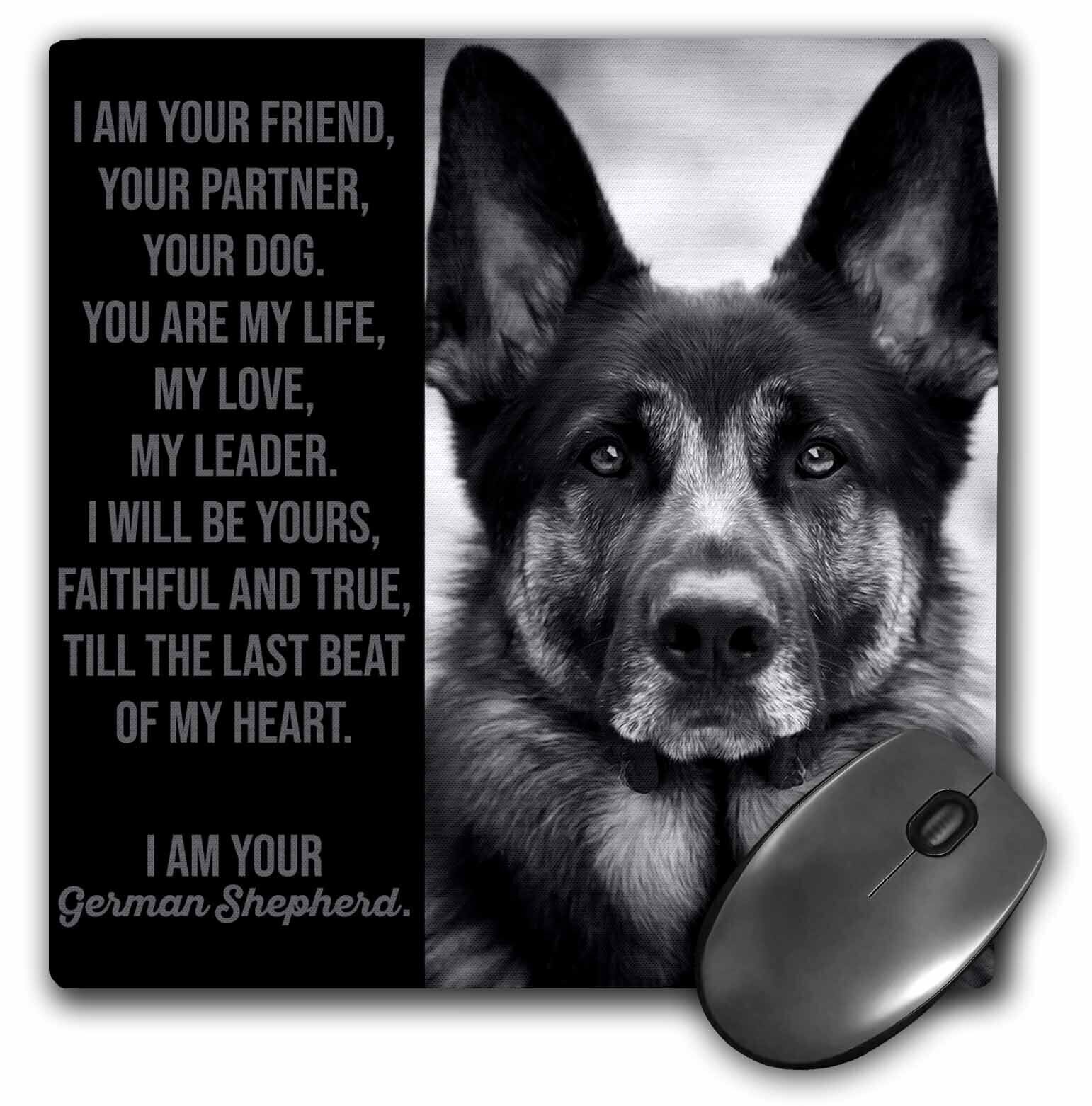 3dRose German Shepherd dog poem with black and white photograph of a Shepherd Mo